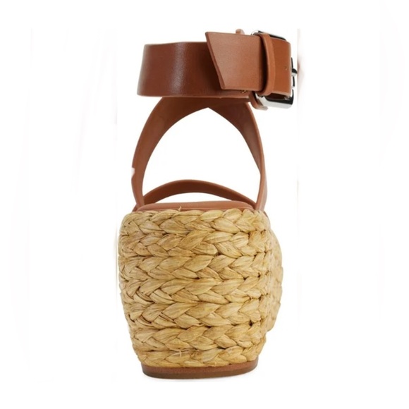 DONNA KARAN Pure $210 Lolah Ankle Strap Raffia Platform LEATHER Sandals Size 10 - Picture 3 of 10